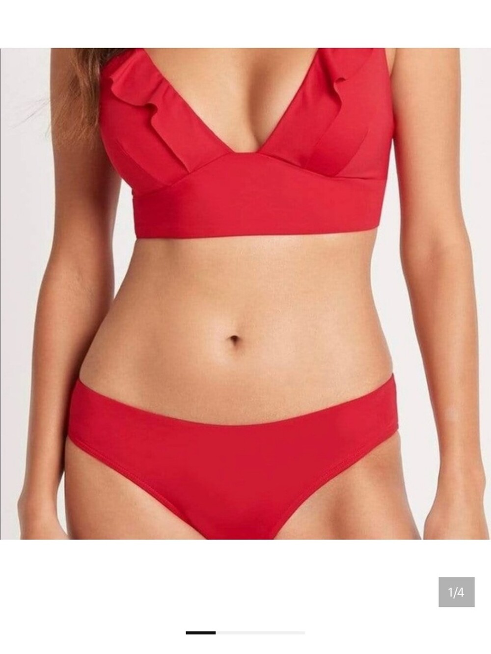 Red Ruffle-Trim Two-Piece Bikini Set Size 4/S